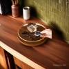 ins Acacia wood round storage plate, metal solid wood tabletop, dessert plate, fruit plate, tea plate, cup tray ht Application Scenario